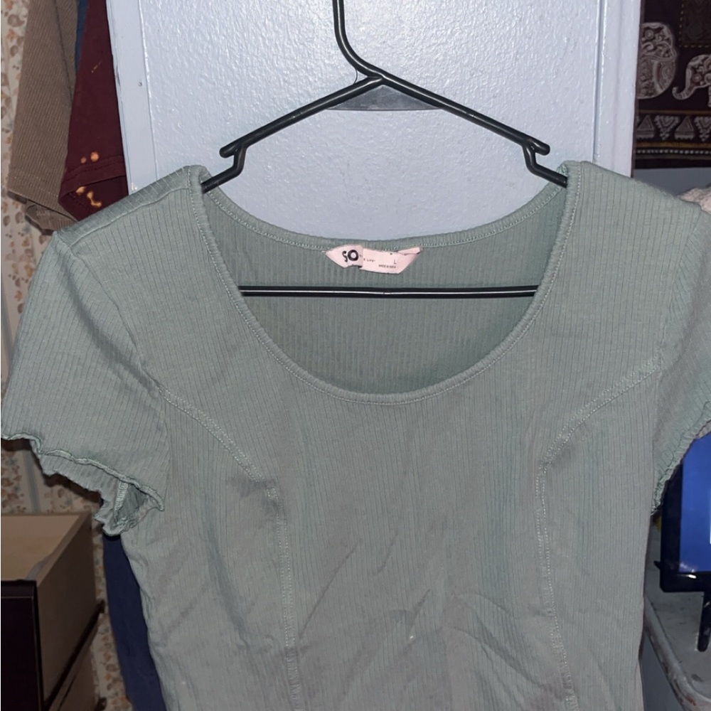 SO Women's Sage Green Short Sleeve Top